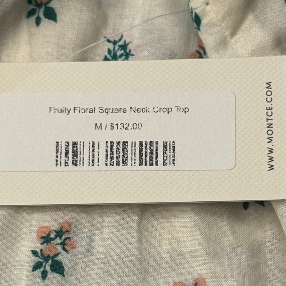 Montce Fruity Floral Crop Top and Headband, Size M, Color Ivory/Green/Pink - Picture 10 of 12